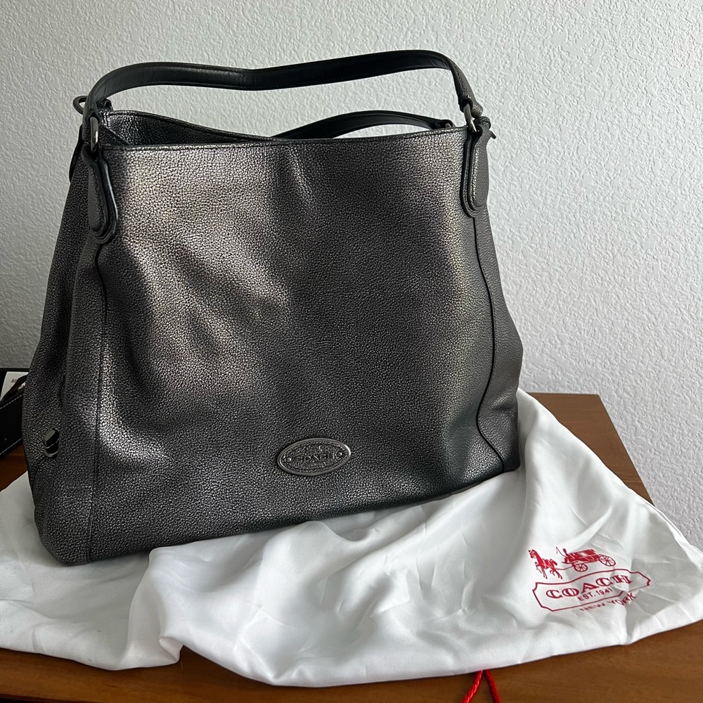Coach Edie Shoulder Bag Metallic Gunmetal